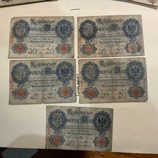 Germany 20 Mark Banknote 1906 Lot Of 5