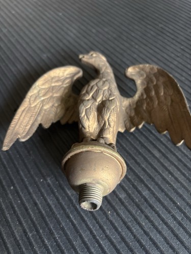 antique Brass or Bronze 6.5" EAGLE w/hole in beak FINIAL or FLAG TOPPER on mount - Picture 5 of 5