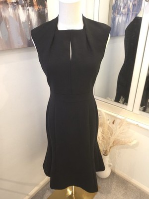LK Bennett DR Lou schwarzes Kleid UK 8 neu mit Etikett UVP 399 strukturierte Materialien
