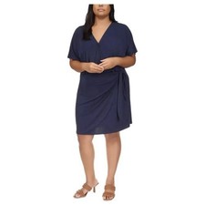 NWT Michael Kors Women's Short-Sleeve Faux-Wrap Dress Black Size 0x