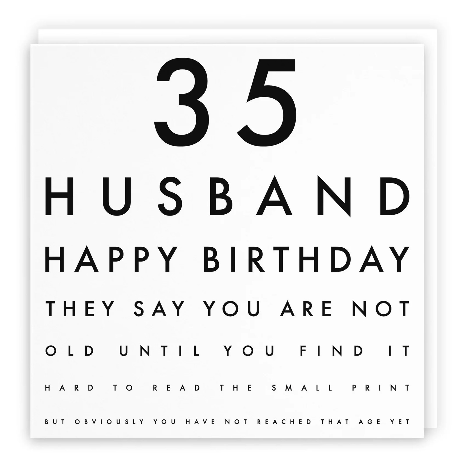 35th Husband Eye Sight Joke Birthday Card Letters