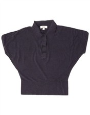 Cos Womens Short Sleeve Polo Neck Jumper Sweater UK 10 Small Navy Blue MS16
