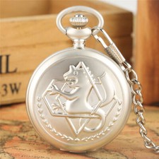 Fullmetal Alchemist Edward Elric Matte Pocket Watch Chain Roman Numerals Dial