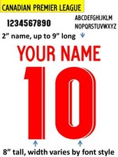 CANADA PL 2019  -  IRON ON custom heat press transfer numbers soccer jersey DIY