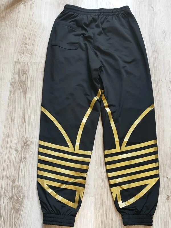 NWOT Adidas Originals Large Logo Track Pants Black Gold Sweatpants Size S  UK10