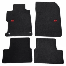 Fit 12-15 Honda Civic Coupe 2DR Black Nylon Floor Mats Carpets w/ Red SI
