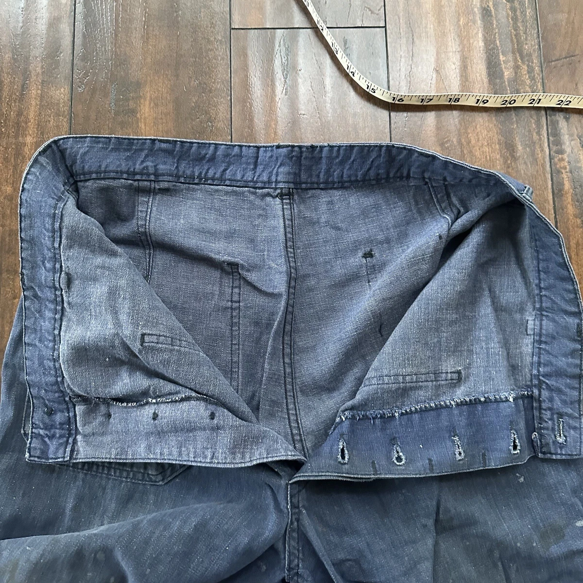 GENUINE WW2 US NAVY USN BLUE DENIM PANTS DUNGAREE TROUSERS WWII 30x29 VTG  1940s