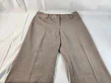 AB Studio Women's Professional Pants Size 4 Beige Plaid Straight Trousers Slacks