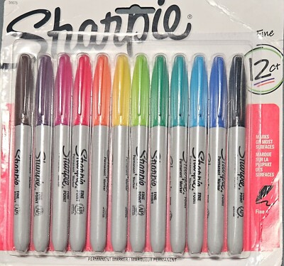 Pack Of Sharpie Permanent Markers, Fine Point, Assorted Colors, 12 Count