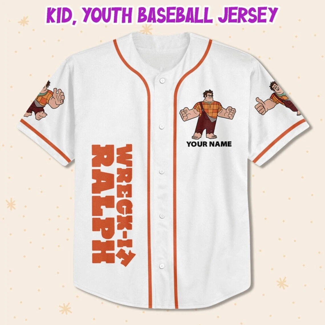 Custom Disney Wreck it Ralph Simple, Custom Disney Baseball Jersey