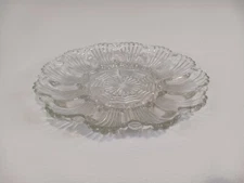 VTG Anchor Hocking Deviled Egg Clear Glass Serving Tray Platter 12 Egg Relish