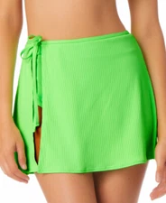 California Waves Women's Juniors' Ribbed Sarong Skirt Cover-Up (Mint, Medium)