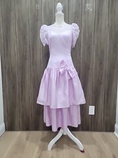 VTG 80 "Bridal Originals" Lavander Taffeta Formal Prom Dress Puff Sleeve/As Is/8