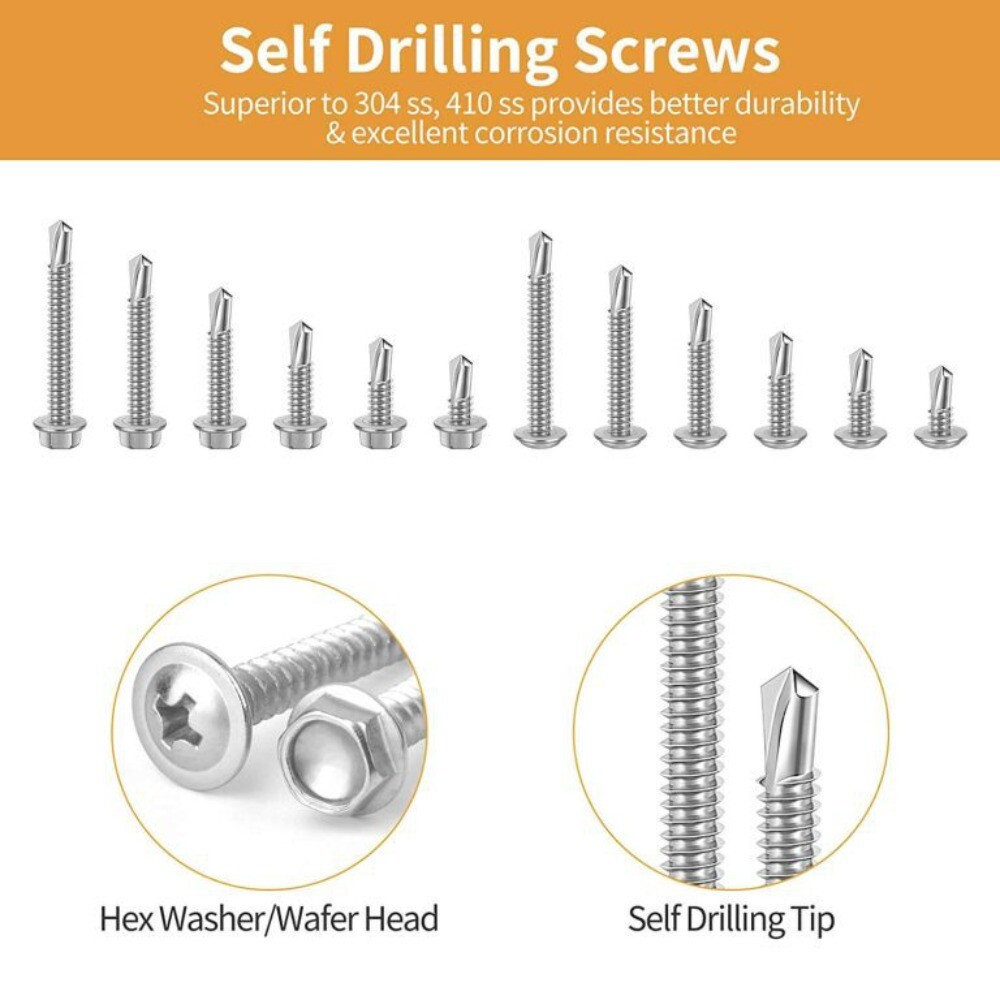 400pcs 12 Most Common Sizes Wood Screws Assortment Kit for Metal