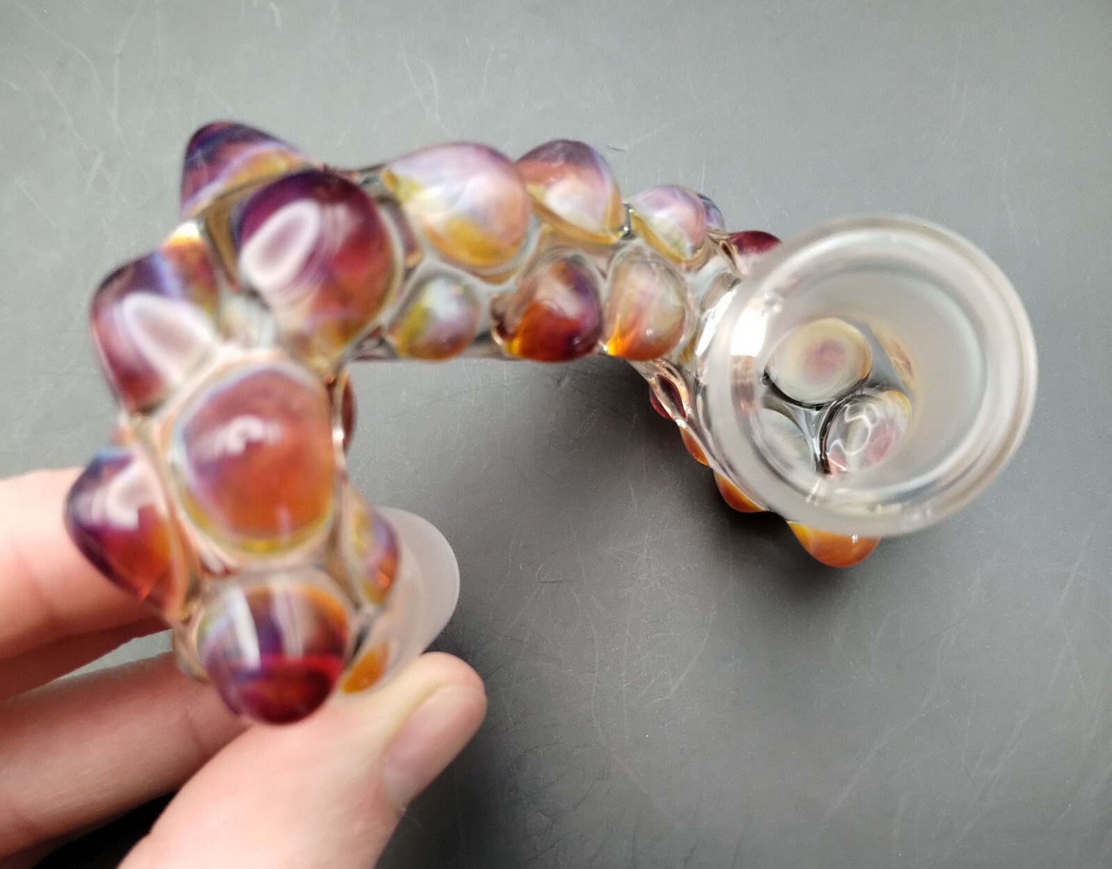 18mm Amber Purple (Double Passion)  Glass Drop Down Attachment Adapter