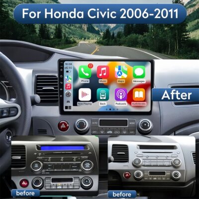 Apple Carplay Head Unit 4+64GB Car Stereo Radio GPS BT For Honda Civic 2006-2011