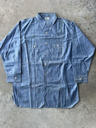 Vintage shirt, 1940s work shirt, 1940s chambray shirt… - Gem Vintage shirt, 1940s work shirt, 1940s chambray shirt… - Gem