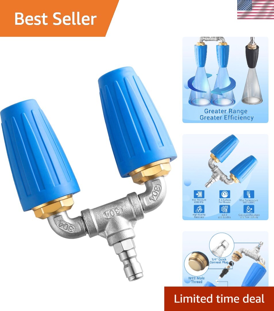 High-Pressure Turbo Nozzle 4000 PSI 360° Rotating Stainless Steel