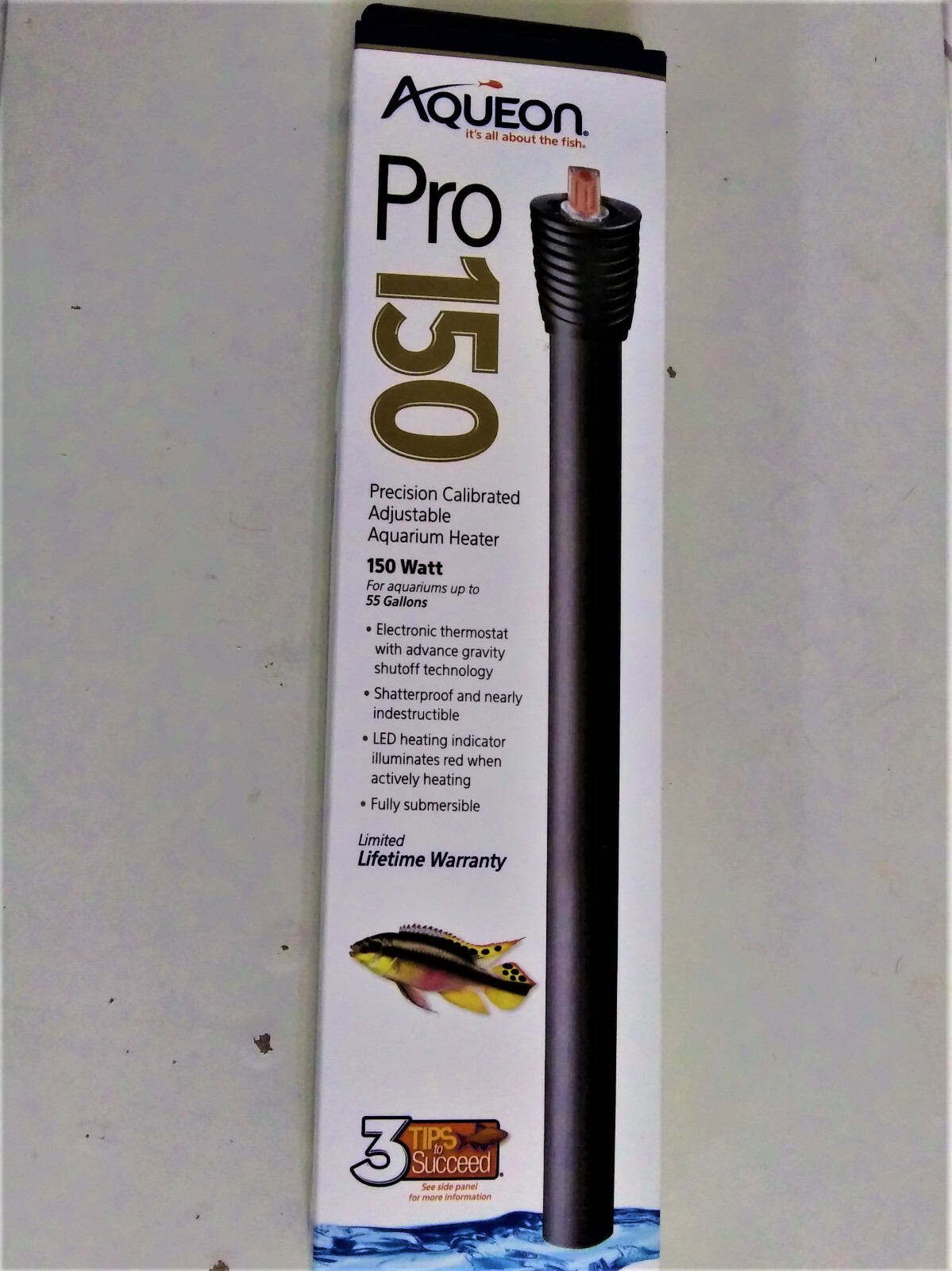 Aqueon Pro 150W Submersible Aquarium Heater 55 Gal Tank UPC