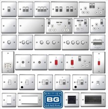 BG Nexus Decorative Light Switches & Sockets Polished Chrome White Inserts Range