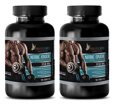 Nitric Oxide 3150mg Pills - Mass Gainer - Fat Burner - 2 Bottles 180 Tablets