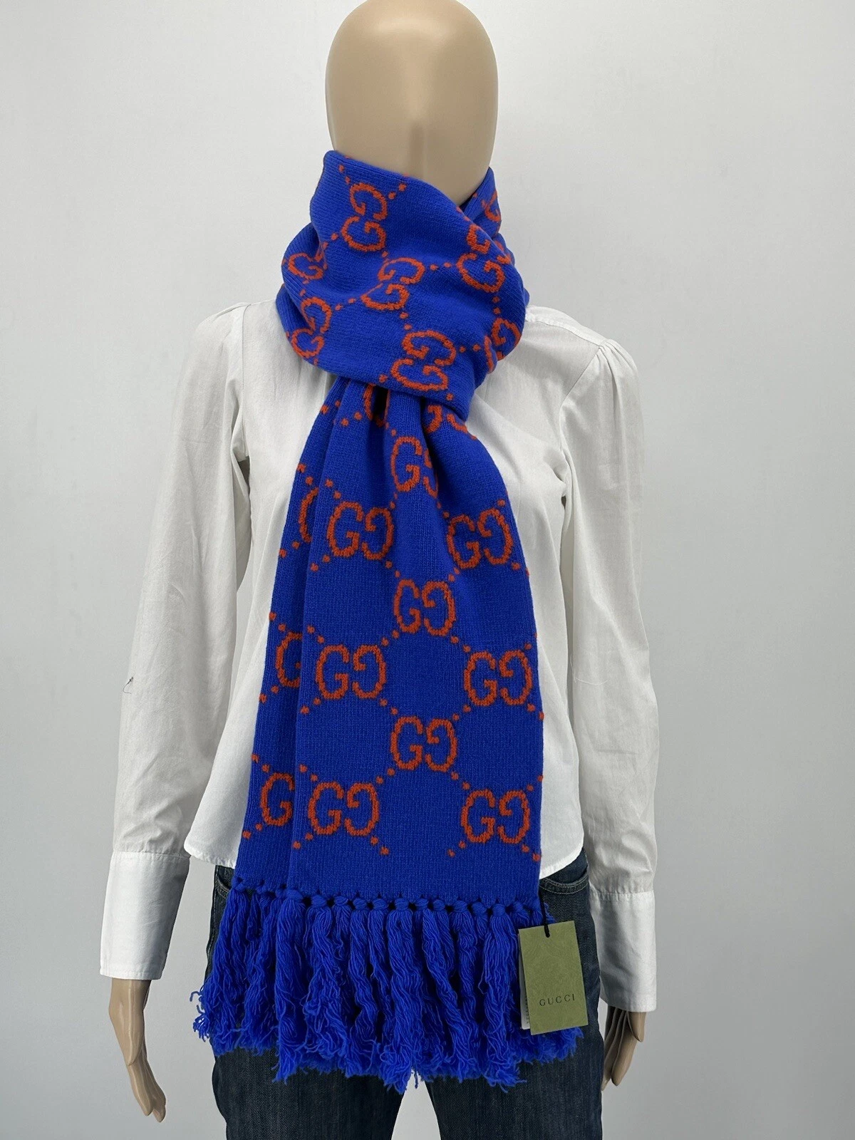 NEUF Luxury Original GUCCI 676191 Écharpe Femmes 20x2x 200 cm Modèle GG.