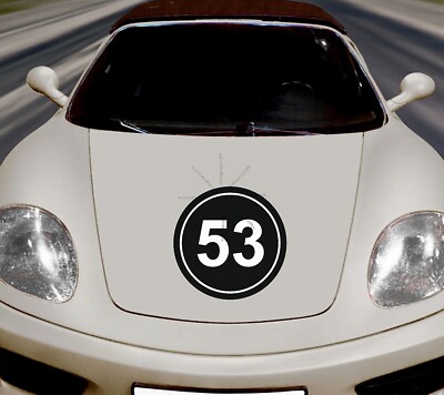 Car Sticker Start Race Rally Number No Circle Black 53 D37 2xSticker 20cm