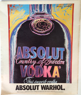 Absolut Andy Warhol Vodka Bottle Sweden Vintage 1989 Magazine Print Ad