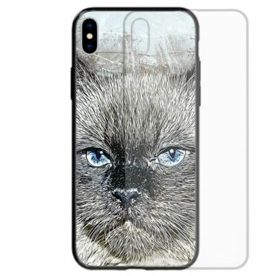For Samsung Galaxy Note Glass Phone Case - Blue Eyes Cat Sketch Portrait GC12