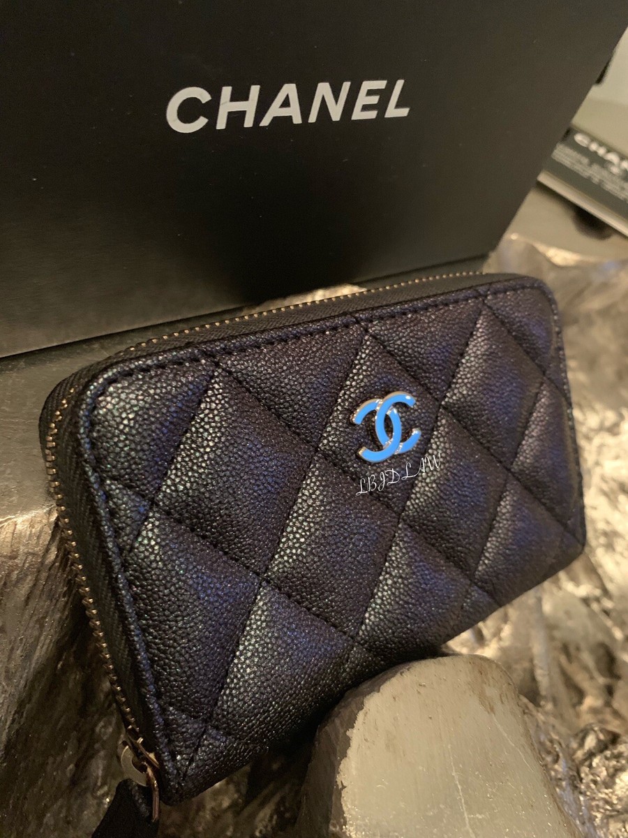 CHANEL 財布 Chanel Long Zip Wallet Quilted Black Lamb Skin | eBay