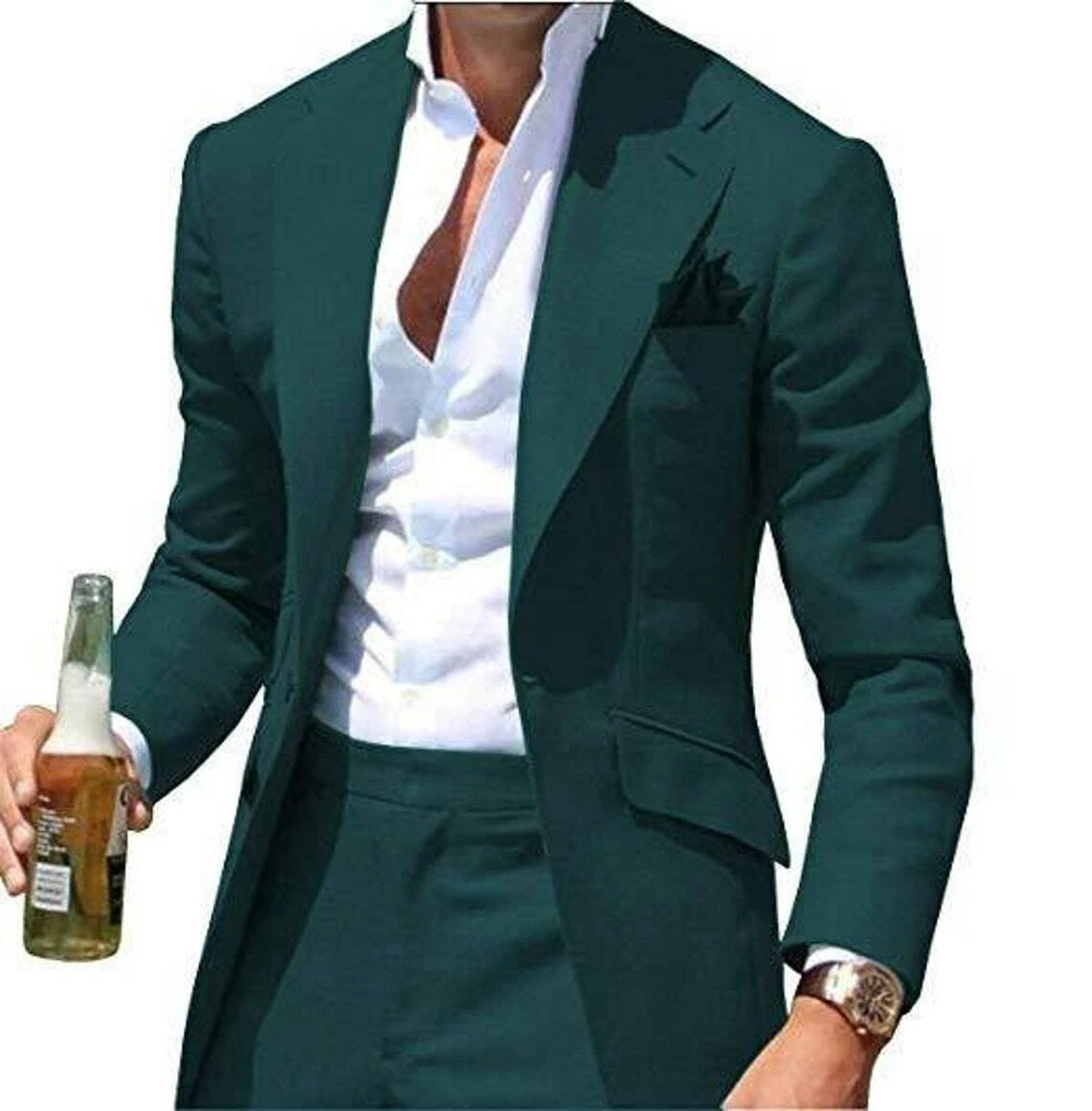 Five-piece Bottle Green Suit Set - The HUB