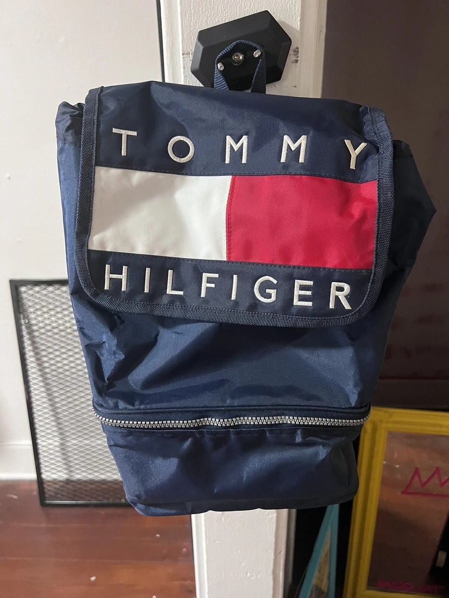 Vintage 90s Tommy Hilfiger Big Flag Logo Backpack Cooler Lunch Box ...