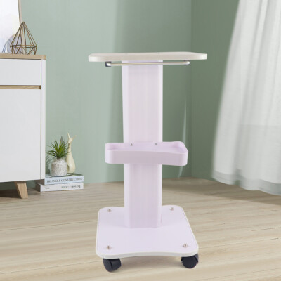White Multifunctional Beauty Cart Wood Beauty Spa Trolley Holder with 4 Wheels