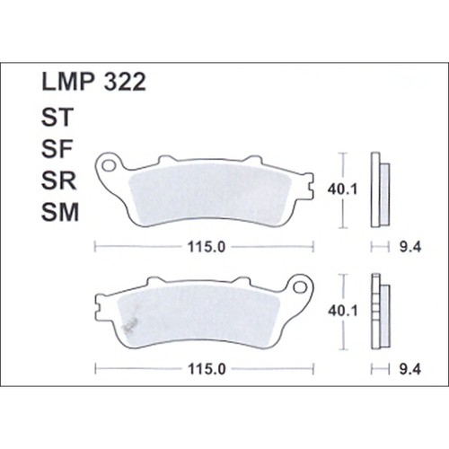 Plaquettes De Frein Arrière Semi-métal Pour Honda FES 125 / FES 150 3/4/5 Pantheon 2003-2006 - Dimensions 86x40x10,2 Mm - 11