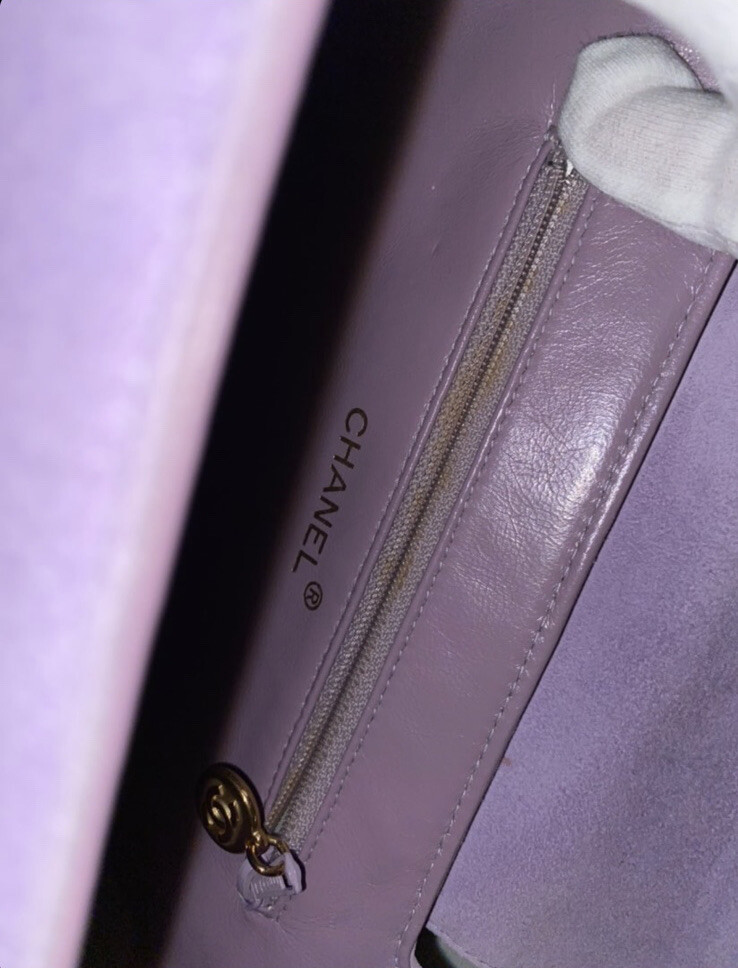Chanel Vintage Mini Kelly Lilac Purple Suede Handbag RARE