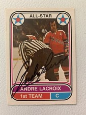 Andre Lacroix autographed 1975 o pee chee hockey card #64