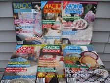 Vintage Lot of 6 Magic Crochet Magazines 1991 Summer Tops/Indoor Elegance  More