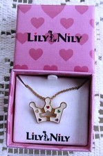  NEW LILY NILY 18K GOLD OVERLAY WHITE ENAMEL CROWN PENDANT NEW