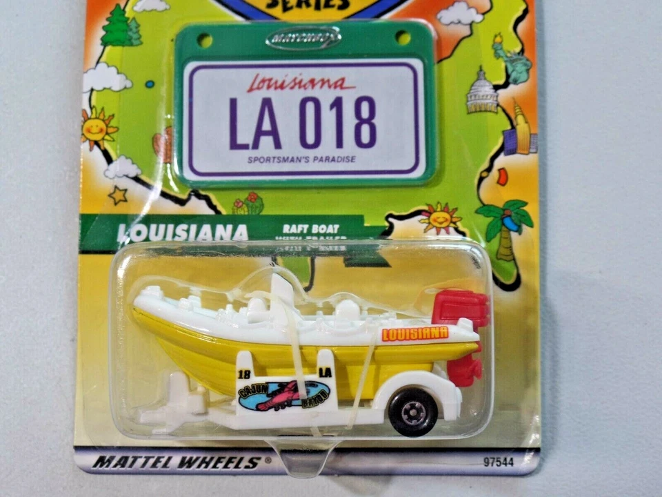 Matchbox Across America Louisiana Raft Boat with Trailer NEW 2001 429 - Image 2 of 4