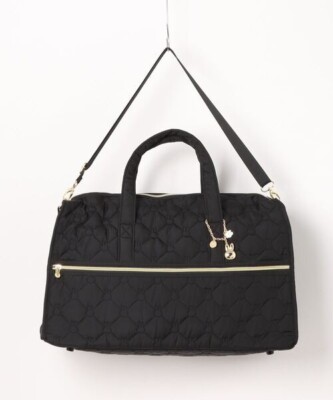 Miffy Quilted Boston Bag with Charm BLACK 49cm x 34.5cm x 19cm Japan New