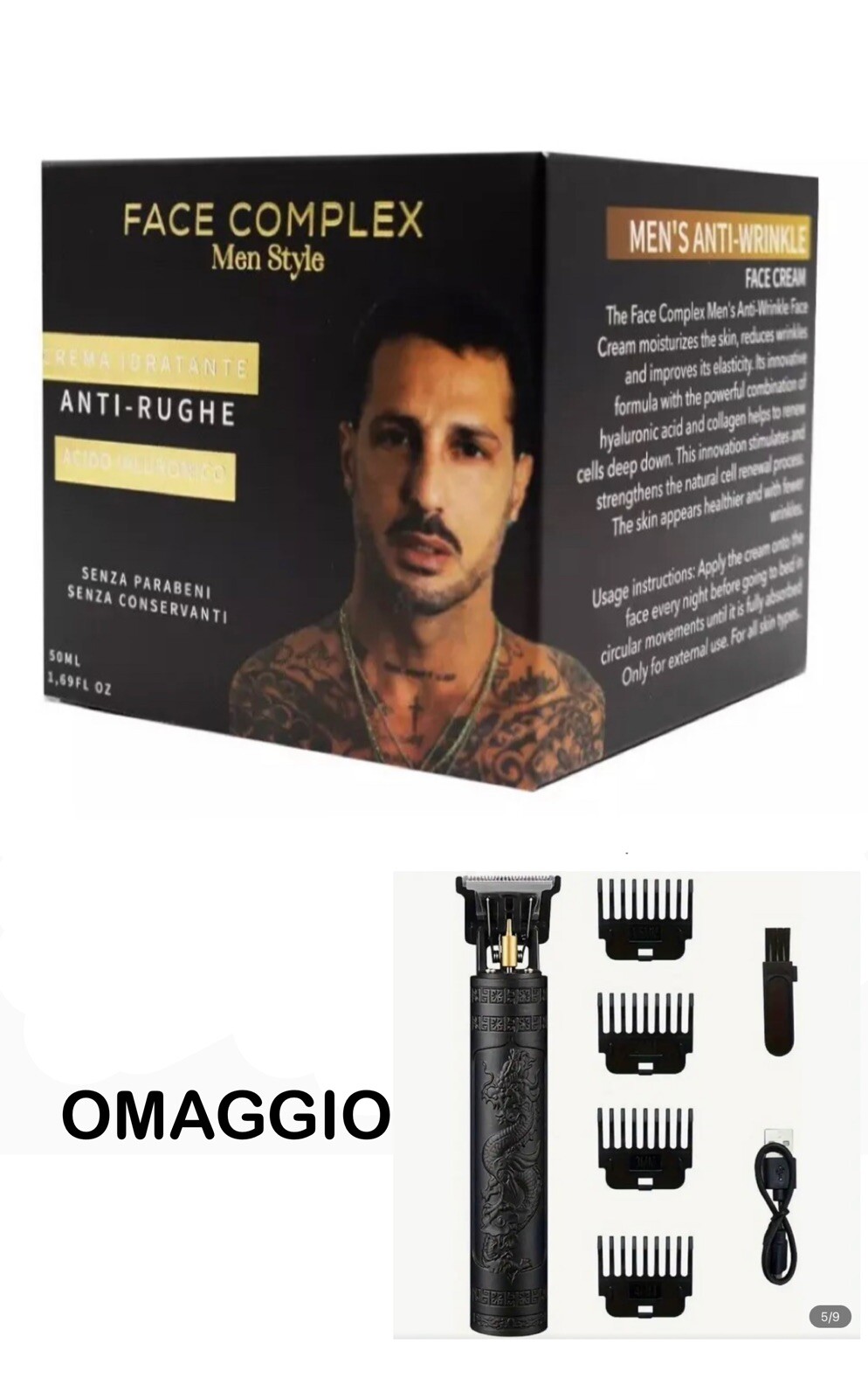 Trattamento Viso Uomo 50ml Fabrizio Corona con Kit Barbiere Gratuito