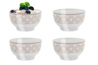 Schalen 4Er Set SchüSseln MüSlischalen Porzellan Beige Mit WeißEn Sternen Ø13,5