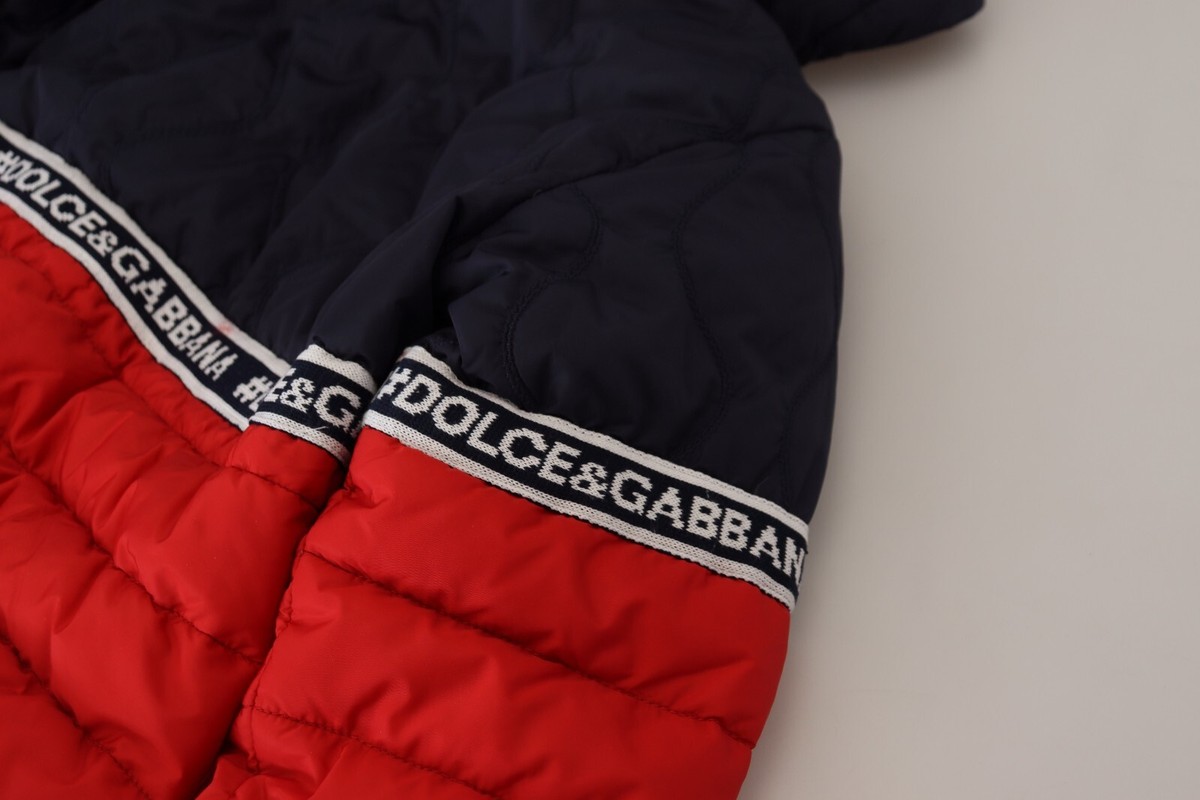 DOLCE & GABBANA Kids Jacket Hooded Blue Red Nylon DG Logo DOLCE & GABBANA Kids Jacket Hooded Blue Red Nylon DG Logo