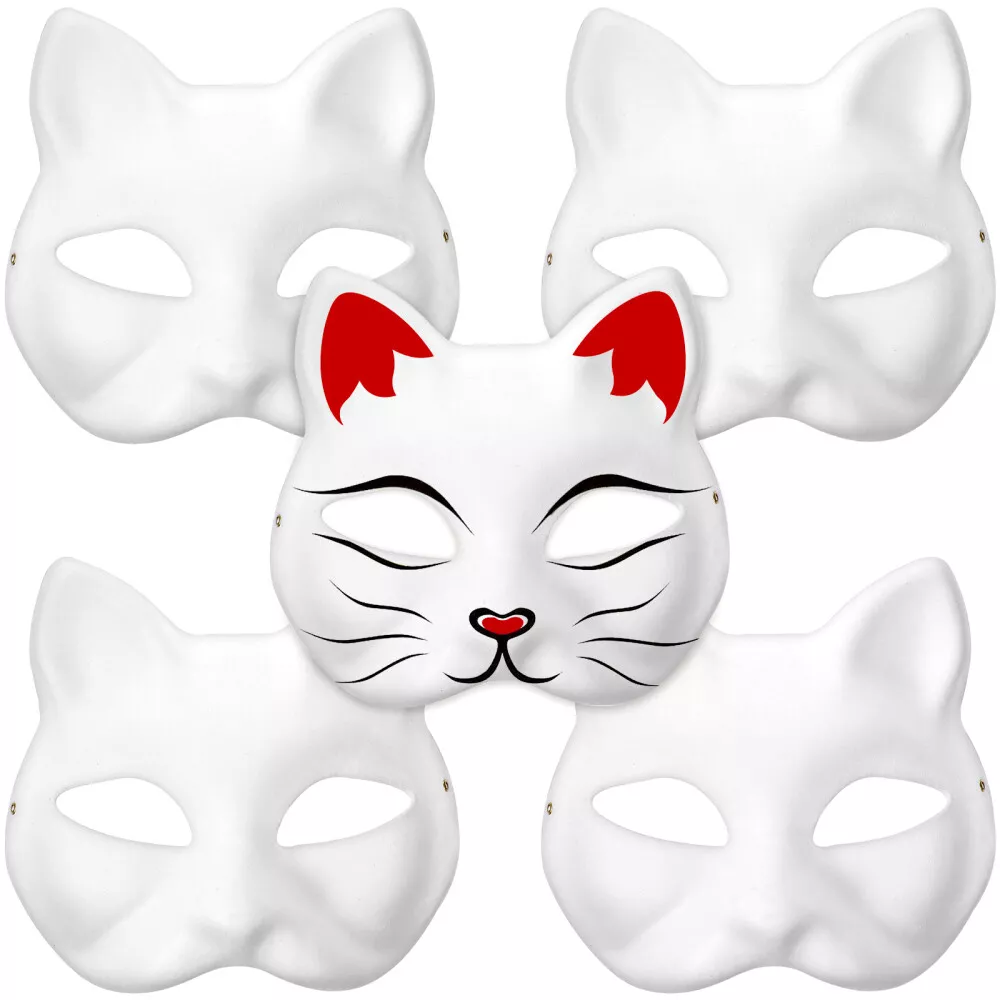 Set Of 6 White Cat Masquerade Japanese Cat Mask With Empty Face For Women  Perfect For DIY Halloween Cosplay And Parties From Big_box, $10.06