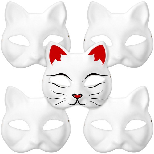 5PCS Cat Masks DIY Creative Empty Masquerade Mask Therian Mask Adults Mask