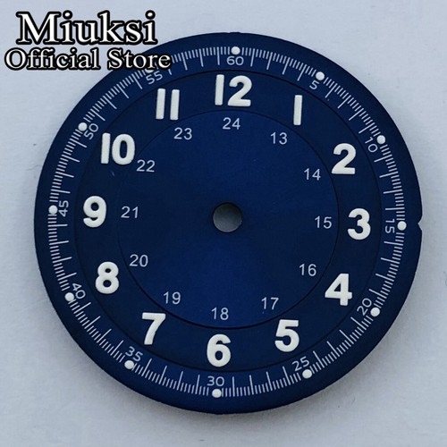 Miuksi 29mm black white watch dial fit NH35 NH36 ETA2824 Miyota 8215 PT5000 - Picture 9 of 11