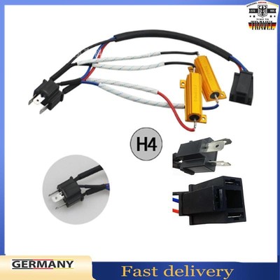 2X H4 Headlight LED Decoder Einzelne Load Resistor Widerstandsleitung 50 8RJ