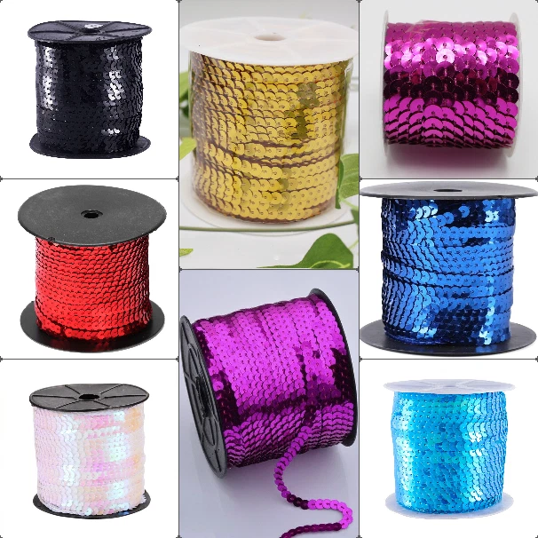 MARKENLOS 5/10/80 METER Pailletten Borte 5mm Spitze Nichtelastisch Weiß Schwarz P1-30 de