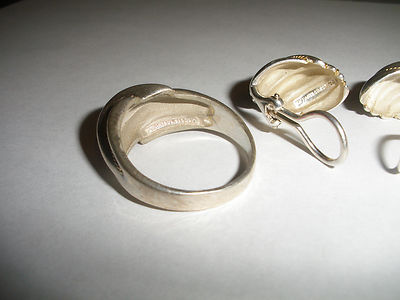 TIFFANY & CO Sterling Silver & 18K Gold SWIRL RING 11.5 & PAIR 
