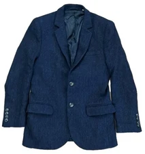 Jack Wills Wool Tweed Blazer Jacket Mens 36 Navy Blue Coat England Mallalieus